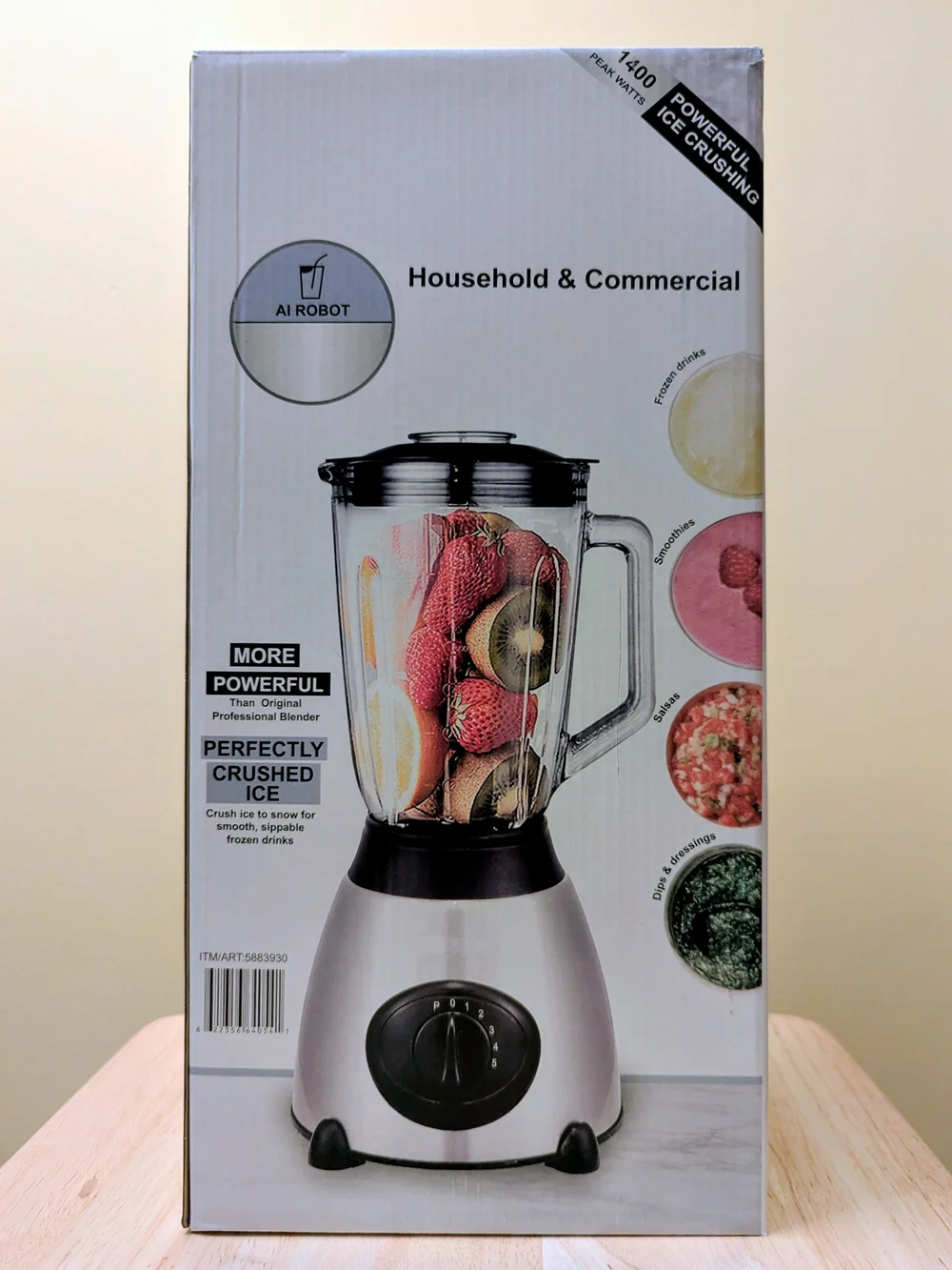 AI Robot 1400W Peak Professional Commercial Blender Ice Crusher 72 oz Pitcher